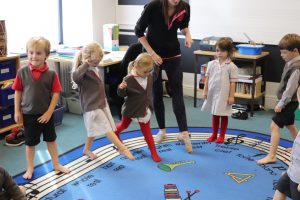 Early Years Ballet pupils pointing with their tiptoes