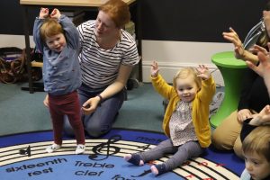 Ghyll Royd School playgroup: two girls dancing