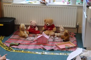 Ghyll Royd pupils had to work out who had stolen the last sandwich from the teddy bears picnic