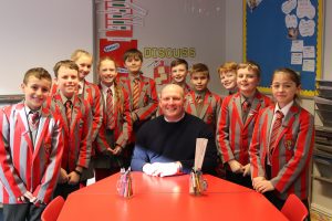 Ghyll Royd headteacher Mr David Martin with year 6 pupils who took independent secondary school entrance exams