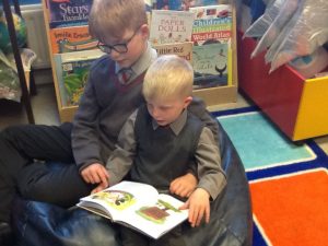 Ilkley Primary children at Ghyll Royd School are reading together